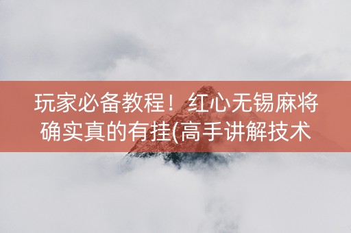 玩家必备教程！红心无锡麻将确实真的有挂(高手讲解技术)