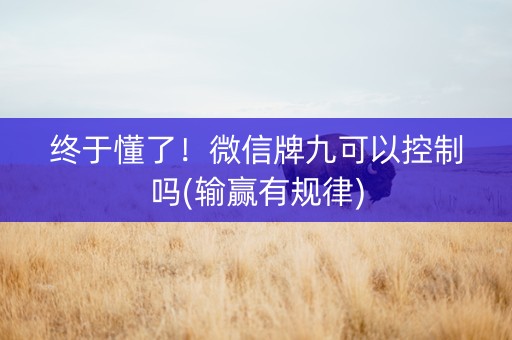 终于懂了！微信牌九可以控制吗(输赢有规律)