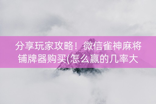 分享玩家攻略！微信雀神麻将铺牌器购买(怎么赢的几率大)