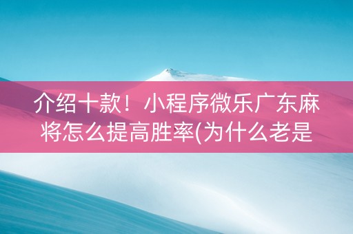 介绍十款！小程序微乐广东麻将怎么提高胜率(为什么老是输呢)