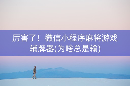厉害了！微信小程序麻将游戏辅牌器(为啥总是输)