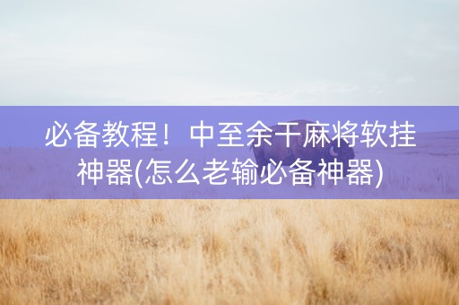 必备教程！中至余干麻将软挂神器(怎么老输必备神器)