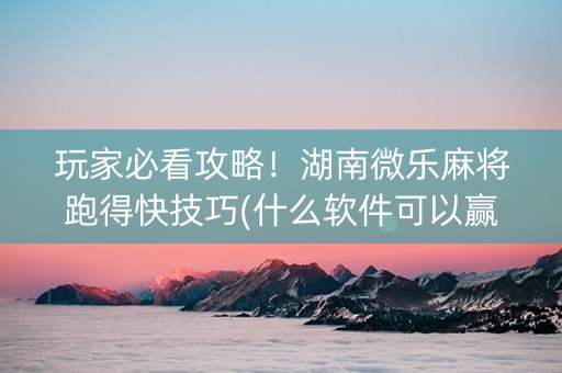 玩家必看攻略！湖南微乐麻将跑得快技巧(什么软件可以赢)