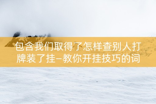 包含我们取得了怎样查别人打牌装了挂—教你开挂技巧的词条