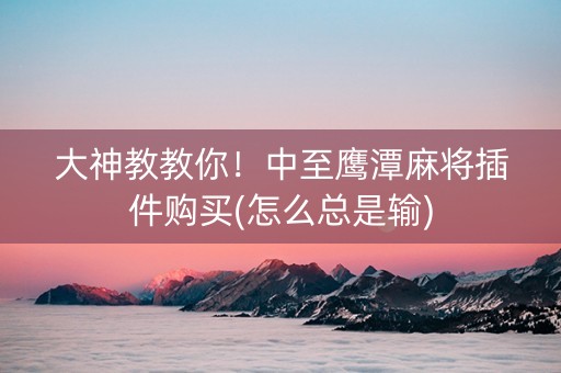 大神教教你！中至鹰潭麻将插件购买(怎么总是输)