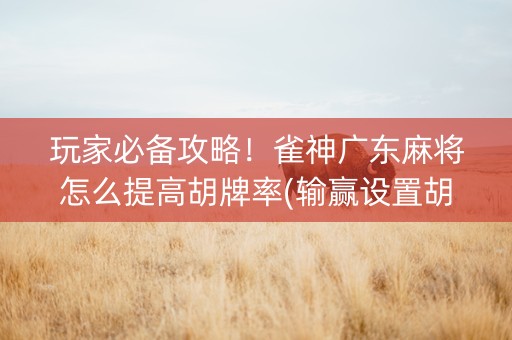 玩家必备攻略！雀神广东麻将怎么提高胡牌率(输赢设置胡牌规律)