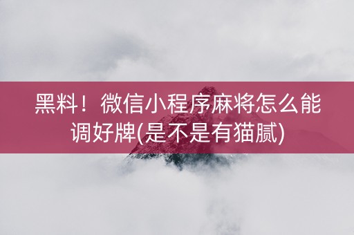黑料！微信小程序麻将怎么能调好牌(是不是有猫腻)