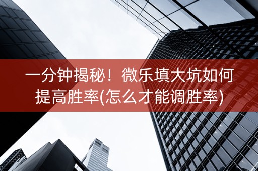 一分钟揭秘！微乐填大坑如何提高胜率(怎么才能调胜率)