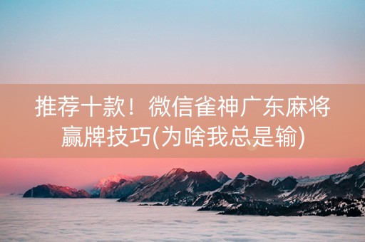 推荐十款！微信雀神广东麻将赢牌技巧(为啥我总是输)