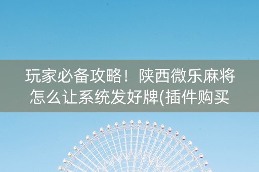 玩家必备攻略！陕西微乐麻将怎么让系统发好牌(插件购买输赢规律)