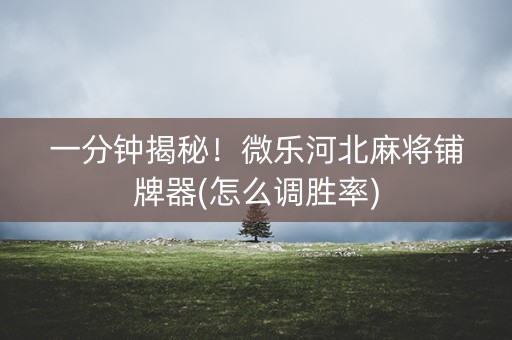 一分钟揭秘！微乐河北麻将铺牌器(怎么调胜率)