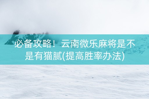 必备攻略！云南微乐麻将是不是有猫腻(提高胜率办法)
