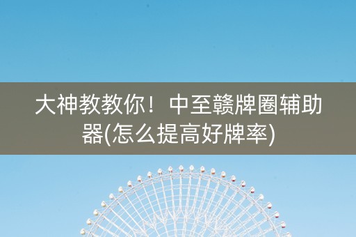 大神教教你！中至赣牌圈辅助器(怎么提高好牌率)