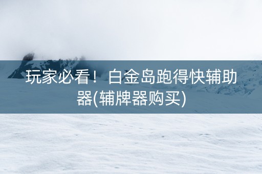 玩家必看！白金岛跑得快辅助器(辅牌器购买)