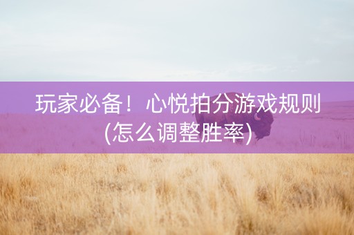 玩家必备！心悦拍分游戏规则(怎么调整胜率)