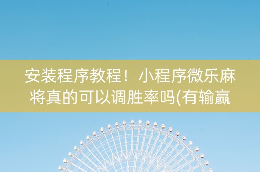 安装程序教程！小程序微乐麻将真的可以调胜率吗(有输赢规律吗)