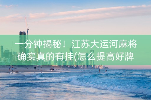 一分钟揭秘！江苏大运河麻将确实真的有挂(怎么提高好牌几率)