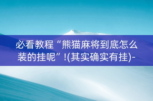 必看教程“熊猫麻将到底怎么装的挂呢”!(其实确实有挂)-知乎