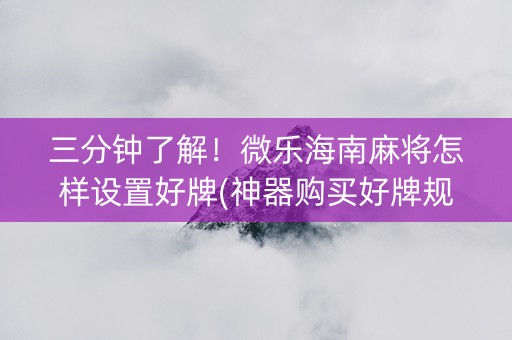 三分钟了解！微乐海南麻将怎样设置好牌(神器购买好牌规律)