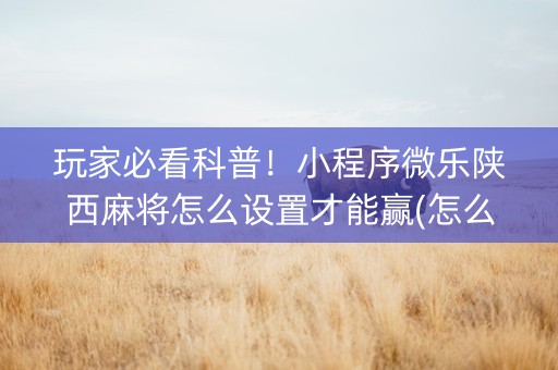 玩家必看科普！小程序微乐陕西麻将怎么设置才能赢(怎么打系统才能给好牌)