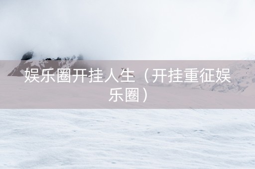 娱乐圈开挂人生（开挂重征娱乐圈）