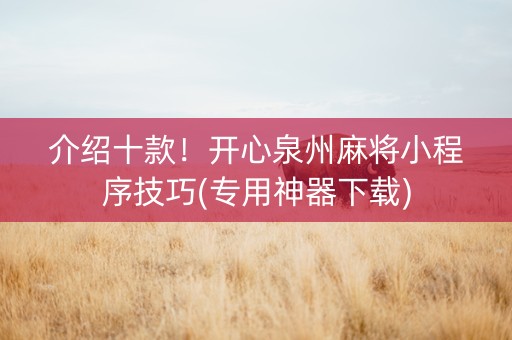 介绍十款！开心泉州麻将小程序技巧(专用神器下载)