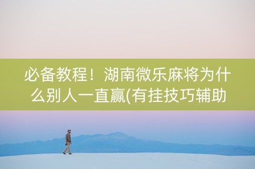 必备教程！湖南微乐麻将为什么别人一直赢(有挂技巧辅助器)