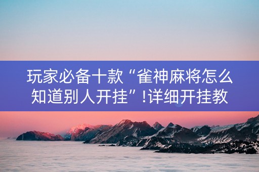 玩家必备十款“雀神麻将怎么知道别人开挂”!详细开挂教程-知乎