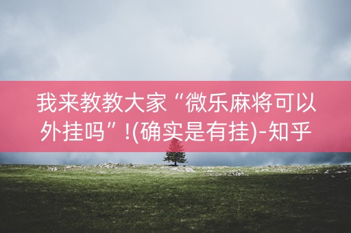 我来教教大家“微乐麻将可以外挂吗”!(确实是有挂)-知乎
