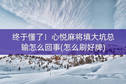 终于懂了！心悦麻将填大坑总输怎么回事(怎么刷好牌)