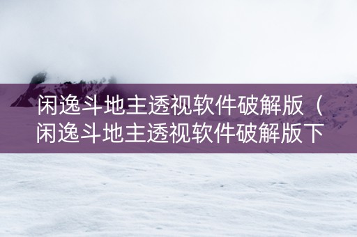 闲逸斗地主透视软件破解版（闲逸斗地主透视软件破解版下载）