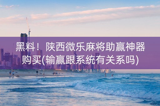 黑料！陕西微乐麻将助赢神器购买(输赢跟系统有关系吗)