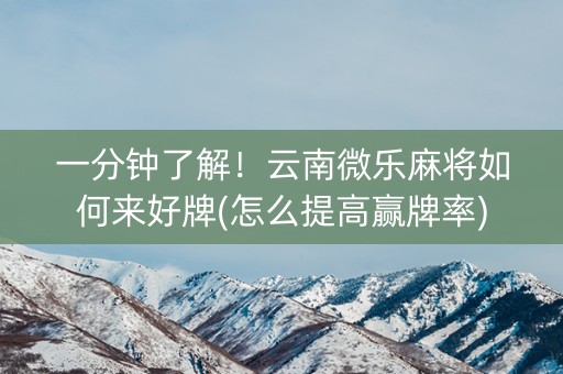 一分钟了解！云南微乐麻将如何来好牌(怎么提高赢牌率)