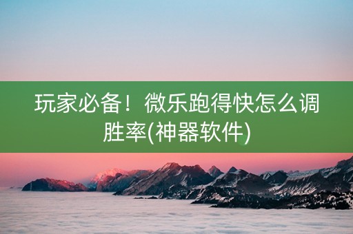 玩家必备！微乐跑得快怎么调胜率(神器软件)