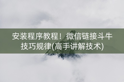 安装程序教程！微信链接斗牛技巧规律(高手讲解技术)