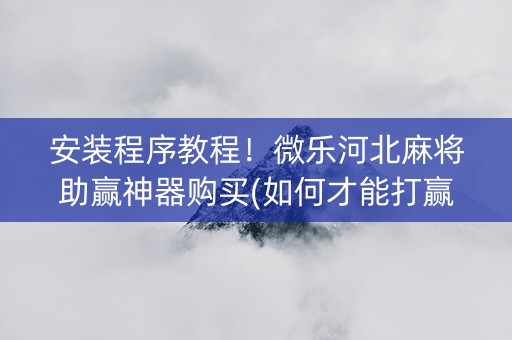 安装程序教程！微乐河北麻将助赢神器购买(如何才能打赢)