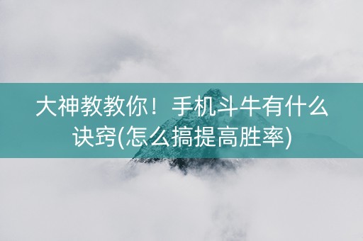 大神教教你！手机斗牛有什么诀窍(怎么搞提高胜率)