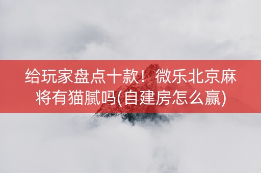 给玩家盘点十款！微乐北京麻将有猫腻吗(自建房怎么赢)