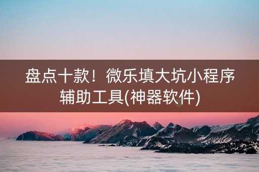 盘点十款！微乐填大坑小程序辅助工具(神器软件)