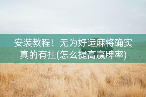 安装教程！无为好运麻将确实真的有挂(怎么提高赢牌率)