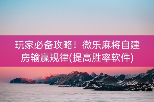 玩家必备攻略！微乐麻将自建房输赢规律(提高胜率软件)