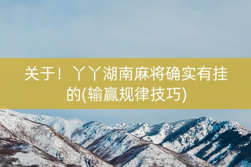 关于！丫丫湖南麻将确实有挂的(输赢规律技巧)