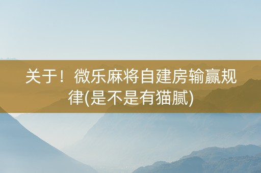 关于！微乐麻将自建房输赢规律(是不是有猫腻)