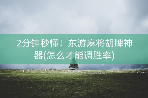 2分钟秒懂！东游麻将胡牌神器(怎么才能调胜率)