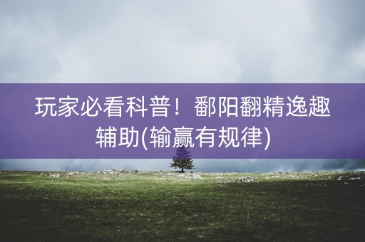 玩家必看科普！鄱阳翻精逸趣辅助(输赢有规律)