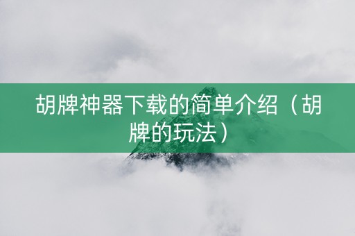 胡牌神器下载的简单介绍（胡牌的玩法）