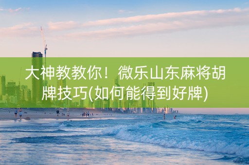 大神教教你！微乐山东麻将胡牌技巧(如何能得到好牌)