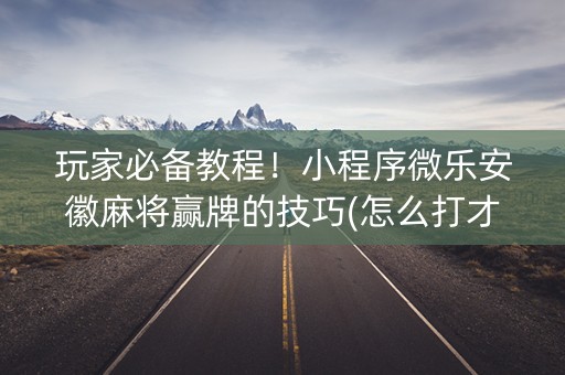 玩家必备教程！小程序微乐安徽麻将赢牌的技巧(怎么打才会赢)