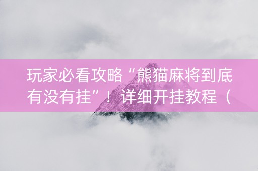 玩家必看攻略“熊猫麻将到底有没有挂”！详细开挂教程（确实真的有挂)-知乎