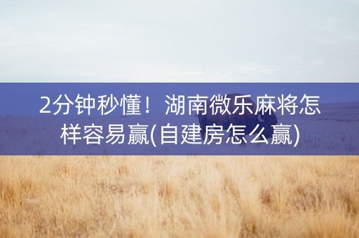 2分钟秒懂！湖南微乐麻将怎样容易赢(自建房怎么赢)